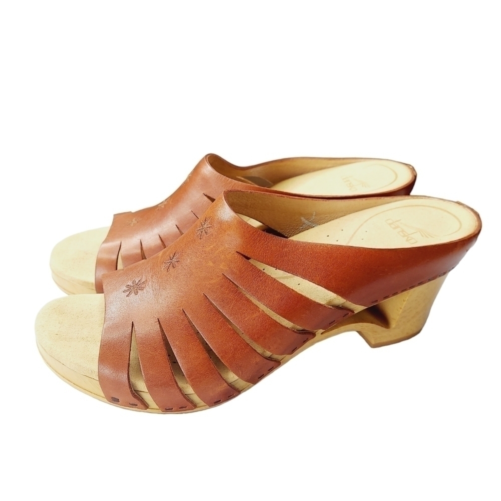 Dansko Tilly Clog Wooden Sandal Size 41 US 10.5 Brown Leather Comfort Platform - Picture 8 of 16
